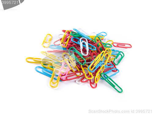 Image of colored paper clips isolated