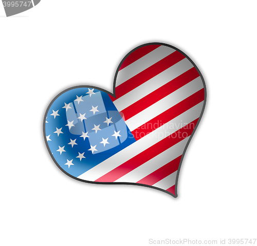 Image of US heart illustration design isolated over a white background