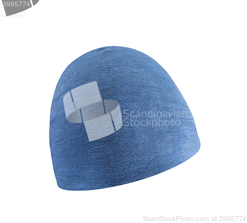 Image of Blue knitted wool hat isolated on white background