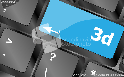 Image of 3d words symbol on a button keyboard. Keyboard keys icon button vector