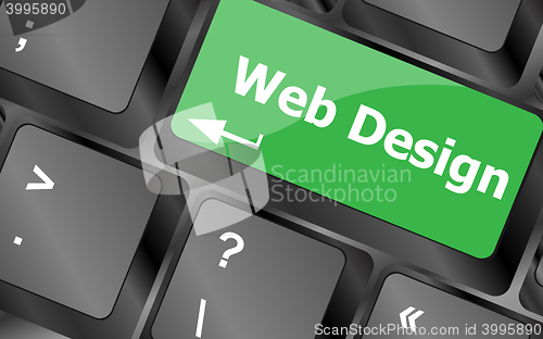 Image of Web design text on a button keyboard key. Keyboard keys icon button vector