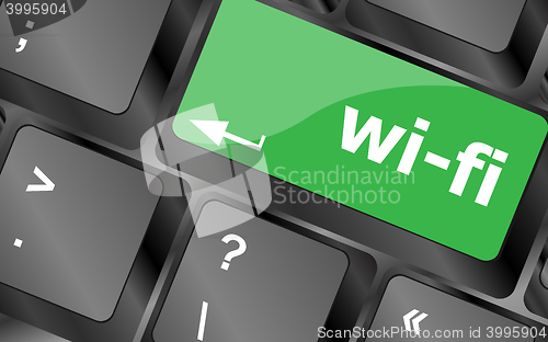 Image of wi-fi button on computer keyboard. Keyboard keys icon button vector