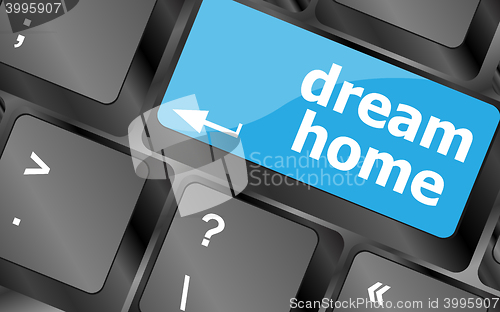 Image of Computer keyboard with dream home key - technology background. Keyboard keys icon button vector