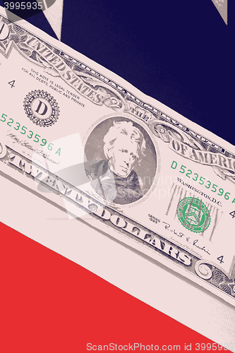 Image of dollars on american flag vector illustration