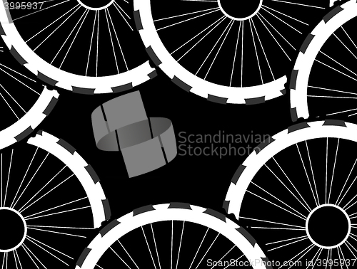 Image of vector silhouette of a bicycle wheel with tyre and spokes