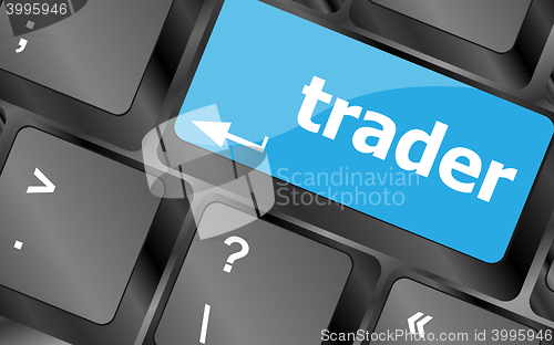 Image of Trader keyboard representing market strategy - business concept. Keyboard keys icon button vector