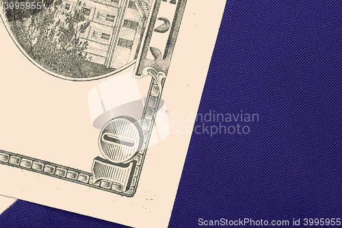 Image of dollars on american flag vector illustration