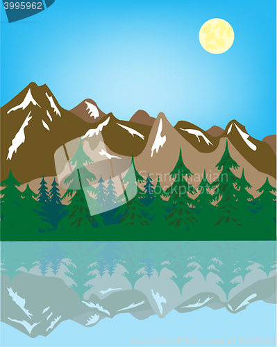 Image of Mountain landscape and his reflection in water