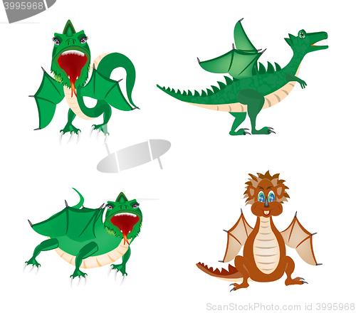 Image of Much dragons on white background