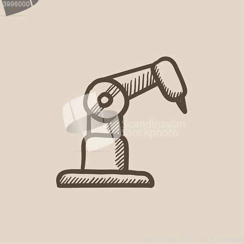 Image of Industrial mechanical robot arm sketch icon.