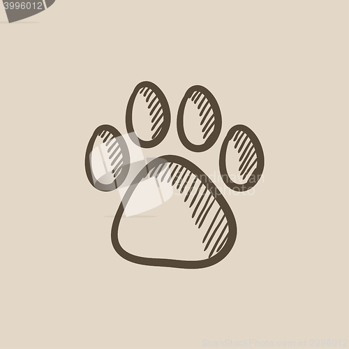 Image of Paw print sketch icon.