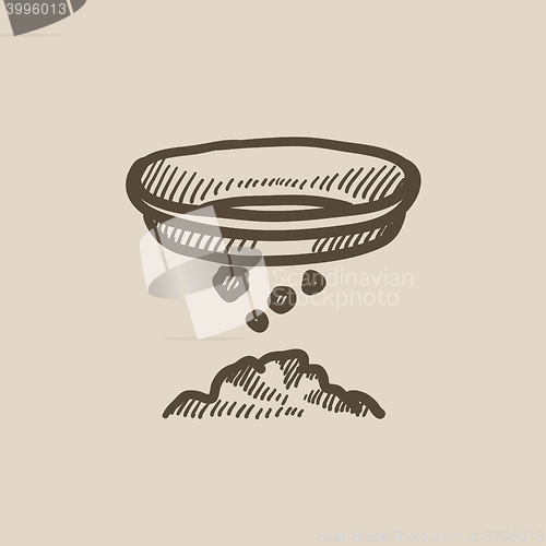 Image of Bowl for sifting gold sketch icon.
