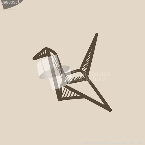 Image of Origami bird sketch icon.