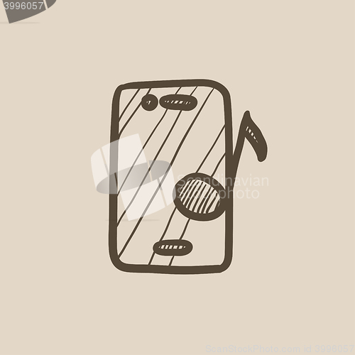 Image of Phone with musical note sketch icon.