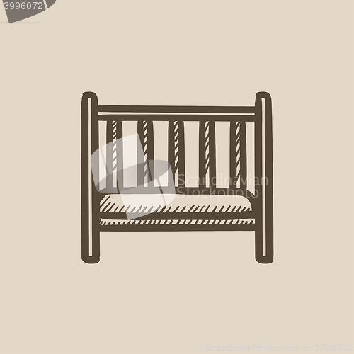 Image of Baby cot sketch icon.