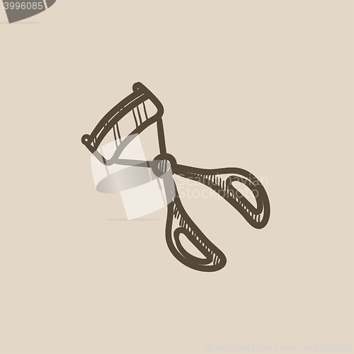 Image of Eyelash curler sketch icon.