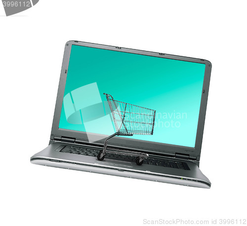 Image of Shopping Cart and Computer keyboard