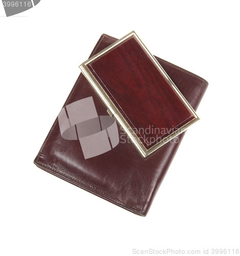 Image of purse with wooden case isolated