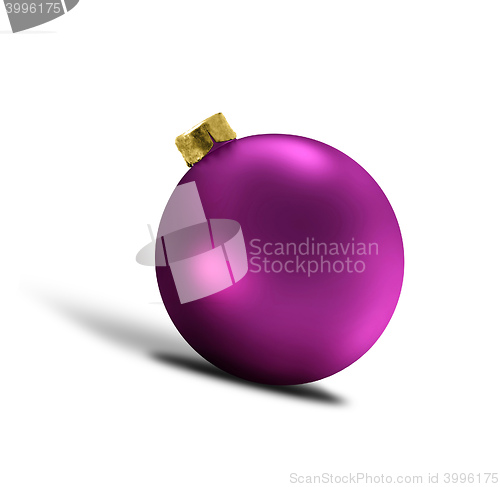 Image of glittering purple christmas bauble over white