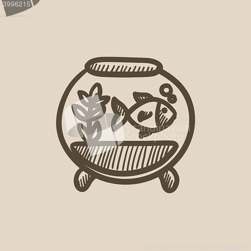 Image of Fish in aquarium sketch icon.