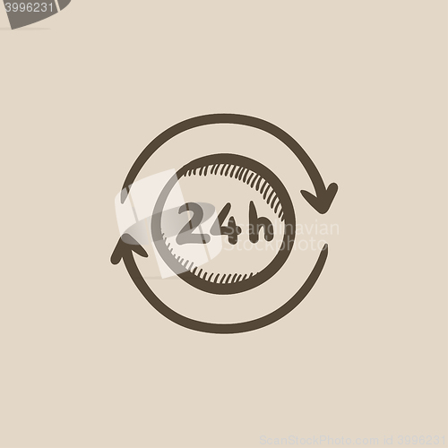 Image of Service 24 hrs sketch icon.