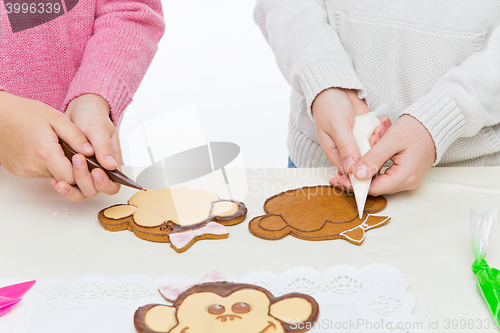 Image of Children making christmas gingerbread