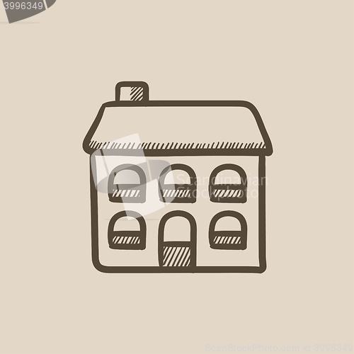 Image of Two storey detached house sketch icon.