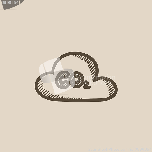 Image of CO2 sign in cloud sketch icon.