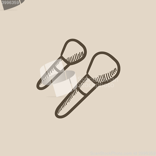 Image of Makeup brushes sketch icon.