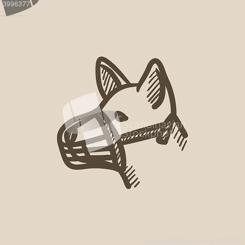 Image of Dog with muzzle sketch icon.