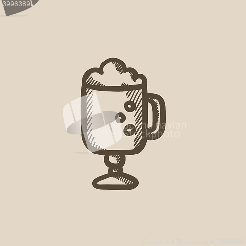 Image of Glass mug with foam sketch icon.