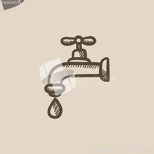 Image of Dripping tap with drop sketch icon.