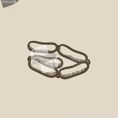 Image of Chain of sausages sketch icon.