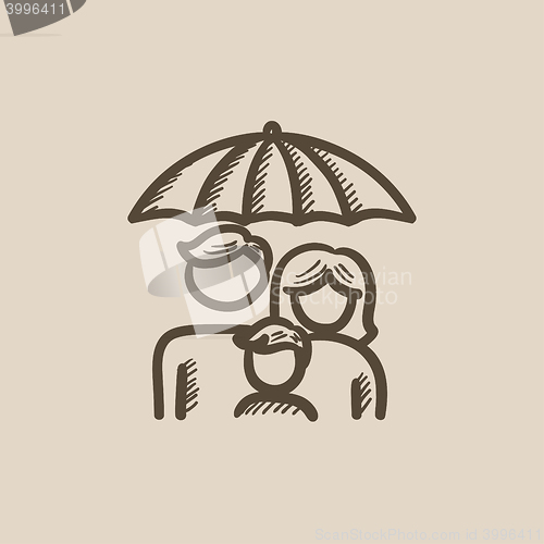 Image of Family insurance sketch icon.