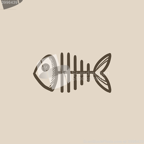 Image of Fish skeleton sketch icon.