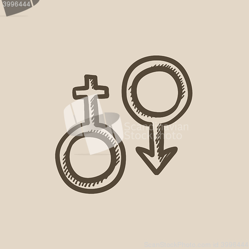 Image of Male and female symbol sketch icon.