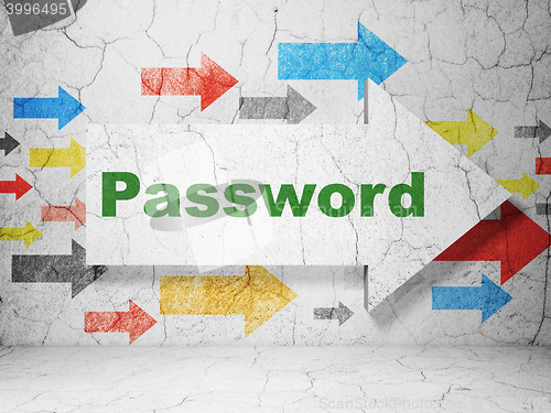 Image of Safety concept: arrow with Password on grunge wall background