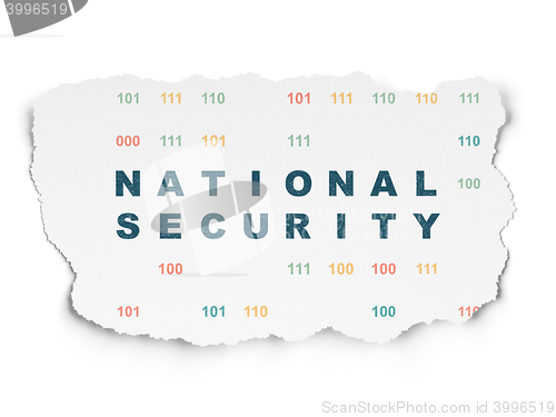 Image of Safety concept: National Security on Torn Paper background