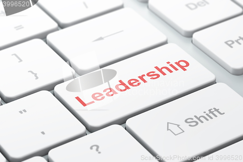 Image of Business concept: Leadership on computer keyboard background