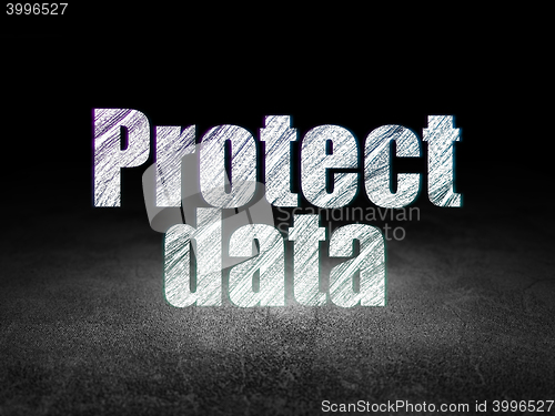Image of Safety concept: Protect Data in grunge dark room