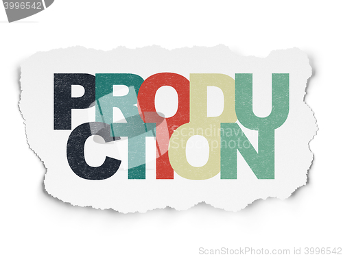 Image of Business concept: Production on Torn Paper background