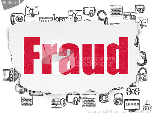 Image of Security concept: Fraud on Torn Paper background