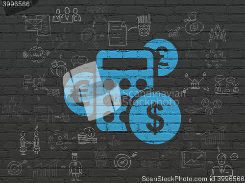 Image of Finance concept: Calculator on wall background