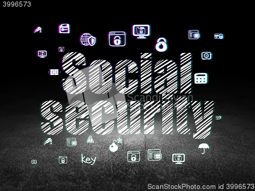 Image of Safety concept: Social Security in grunge dark room