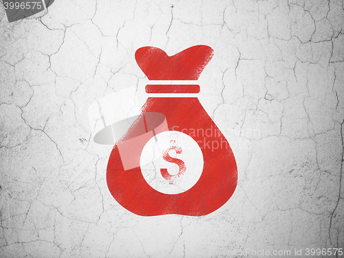Image of Finance concept: Money Bag on wall background