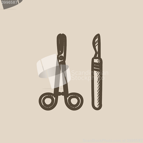 Image of Surgical instruments sketch icon.