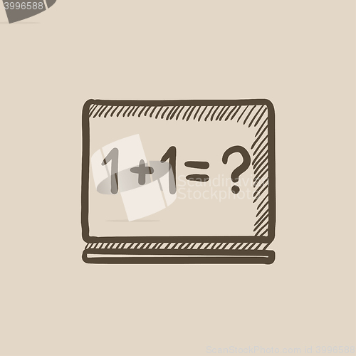 Image of Maths example written on blackboard sketch icon.