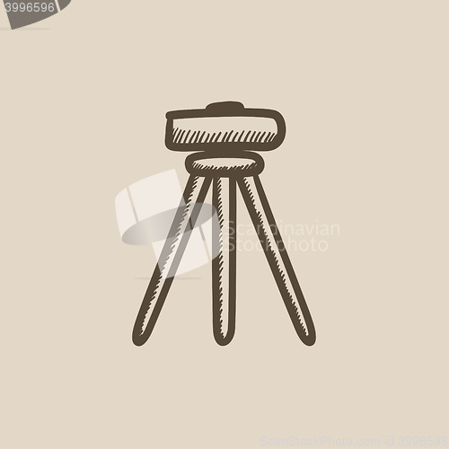 Image of Theodolite on tripod sketch icon.