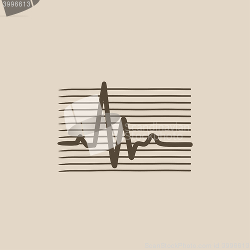 Image of Heart beat cardiogram sketch icon.