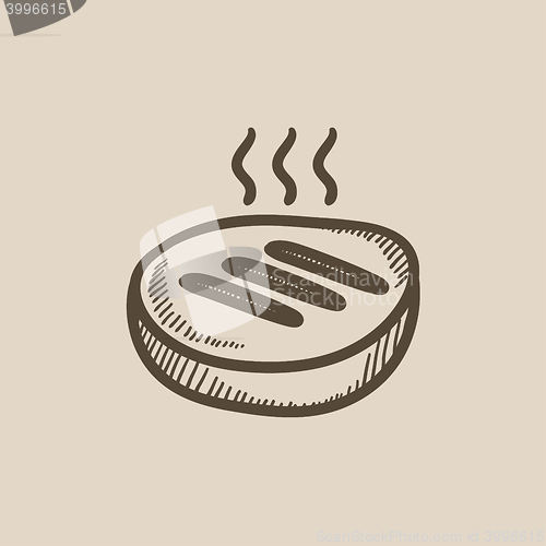 Image of Grilled steak sketch icon.